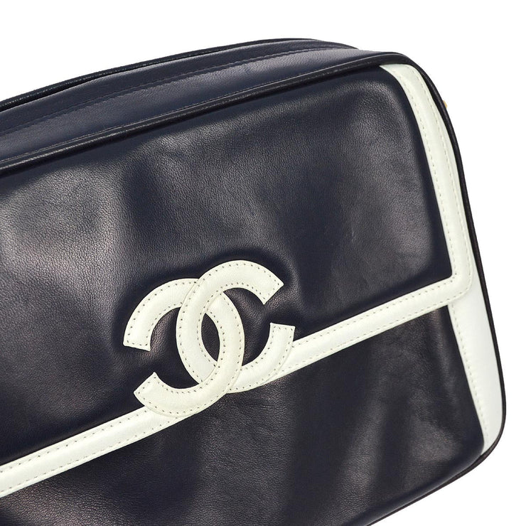 Chanel 1991-1994 Navy Lambskin Camera Bag Small