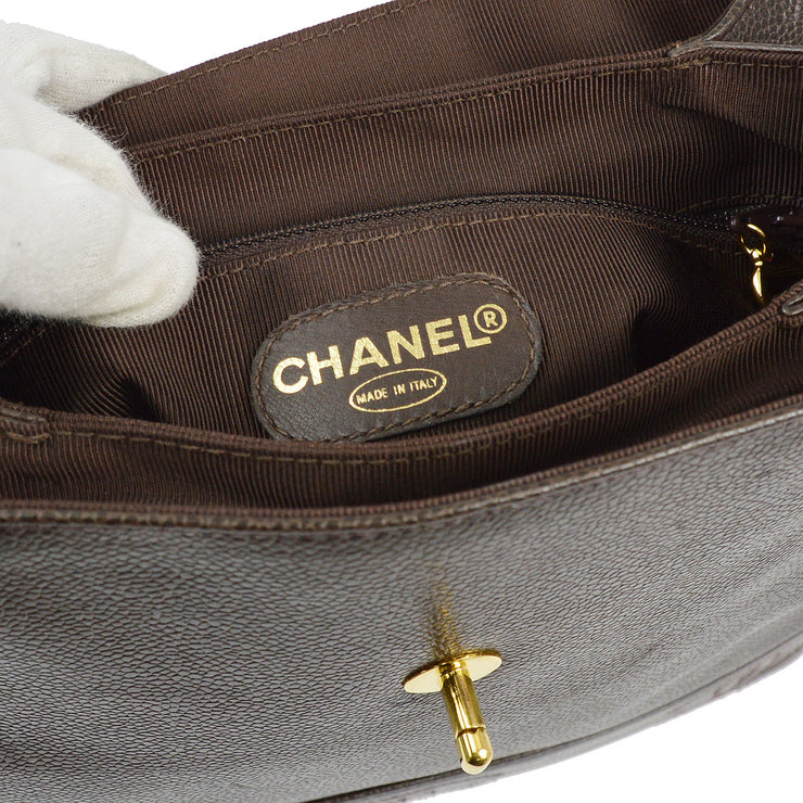 Chanel 1996-1997 Brown Caviar Triple CC Backpack