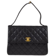 Chanel 1997-1999 Black Lambskin Straight Flap Handbag