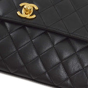 Chanel 1997-1999 Black Lambskin Straight Flap Handbag