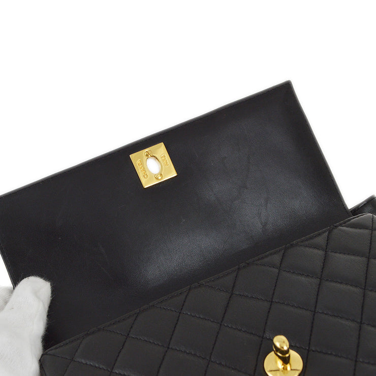 Chanel 1997-1999 Black Lambskin Straight Flap Handbag