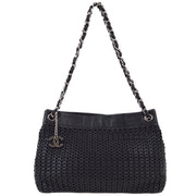 Chanel 2004-2005 Black Caviar Woven Chain Tote Bag