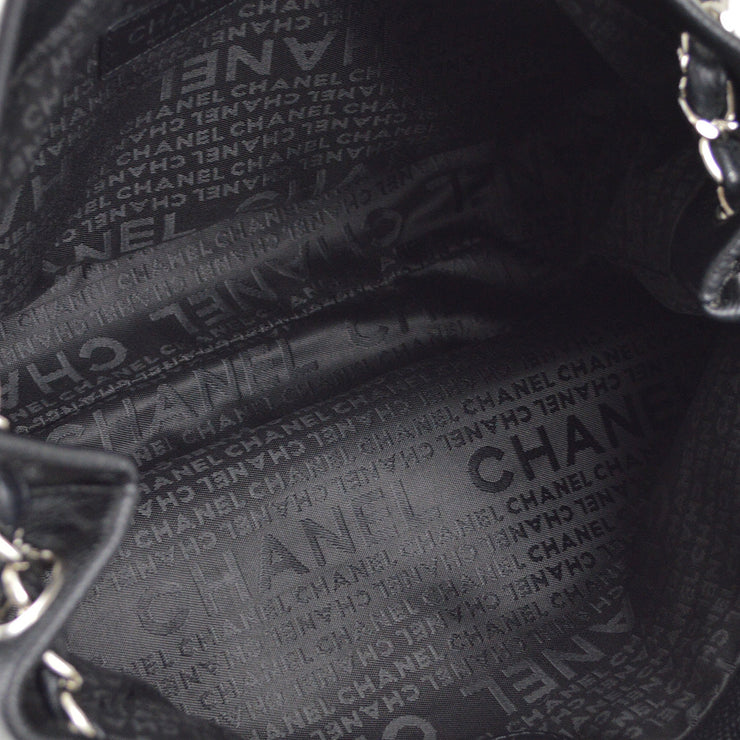 Chanel 2004-2005 Black Caviar Woven Chain Tote Bag