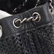 Chanel 2004-2005 Black Caviar Woven Chain Tote Bag