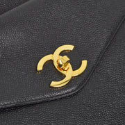 Chanel 1991-1994 Black Caviar Chain Shoulder Tote Bag