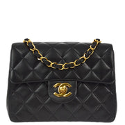 Chanel 1996-1997 Black Lambskin Mini Classic Square Flap Shoulder Bag 17