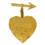 Chanel Bow And Arrow Heart Brooch Pin Gold 93P