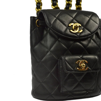 Chanel 1994-1996 Black Lambskin Duma Backpack Small