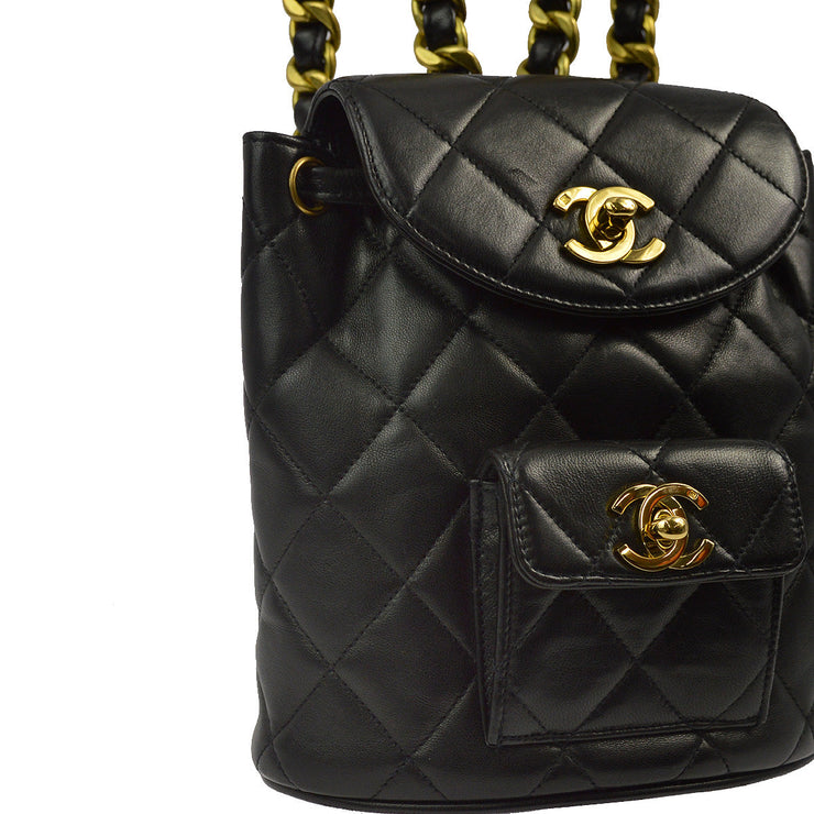 Chanel 1994-1996 Black Lambskin Duma Backpack Small