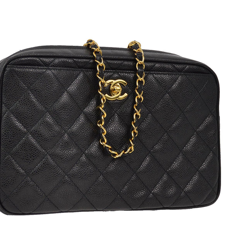 Chanel 1994-1996 Black Caviar Camera Bag Large