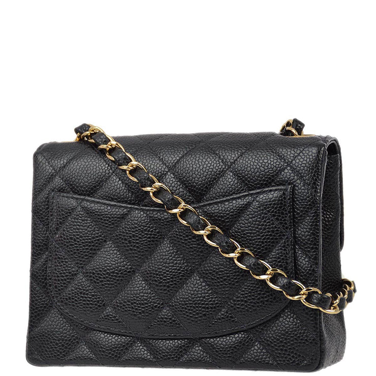 Chanel 2003-2004 Black Caviar Mini Classic Square Flap Shoulder Bag 17