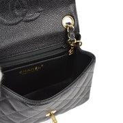 Chanel 2003-2004 Black Caviar Mini Classic Square Flap Shoulder Bag 17