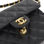 Chanel 2003-2004 Black Caviar Mini Classic Square Flap Shoulder Bag 17