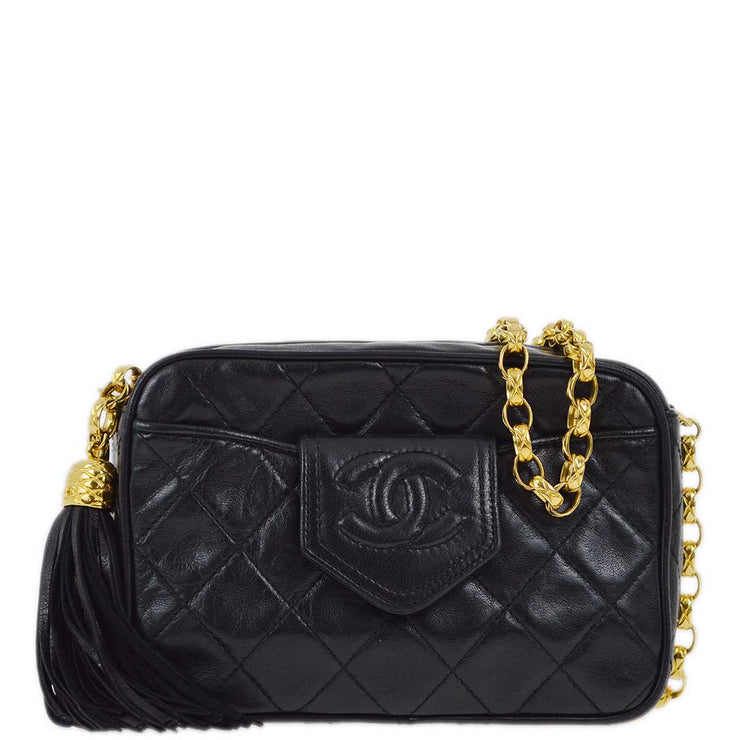 Chanel 1989-1991 Black Lambskin Camera Bag Mini