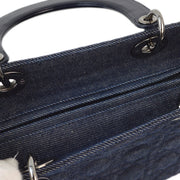 Christian Dior 1999 Navy Denim Lady Dior Cannage 2way Shoulder Handbag