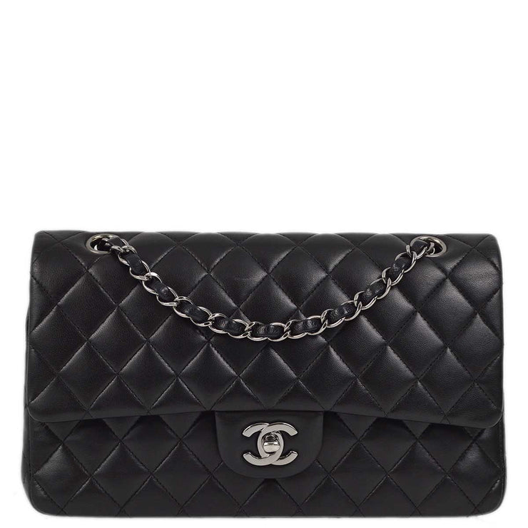 Chanel 2005-2006 Black Lambskin Medium Classic Double Flap Shoulder Bag