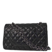 Chanel 2005-2006 Black Lambskin Medium Classic Double Flap Shoulder Bag