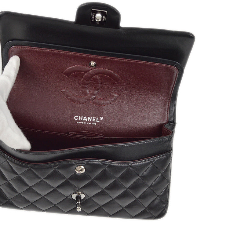 Chanel 2005-2006 Black Lambskin Medium Classic Double Flap Shoulder Bag