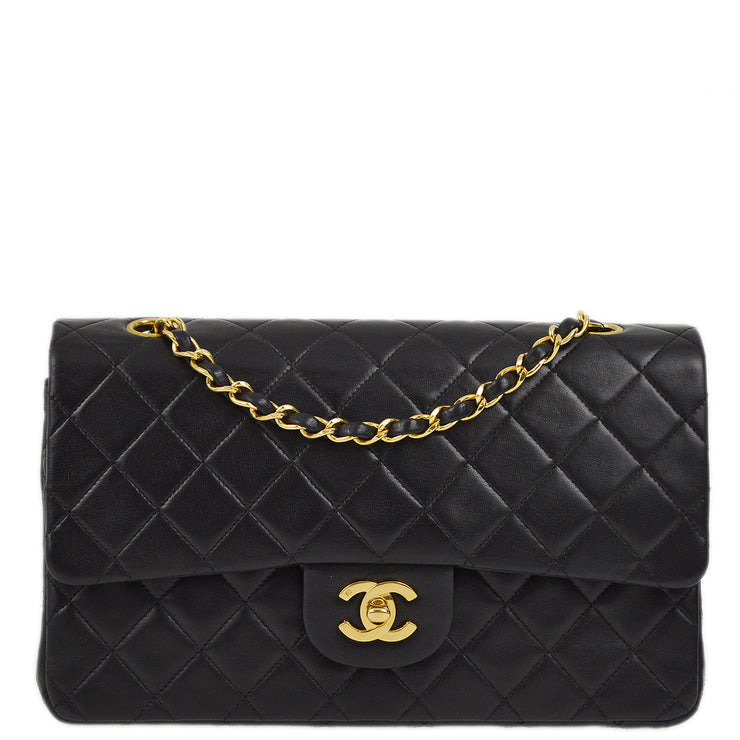 Chanel Black Lambskin Medium Classic Double Flap Shoulder Bag