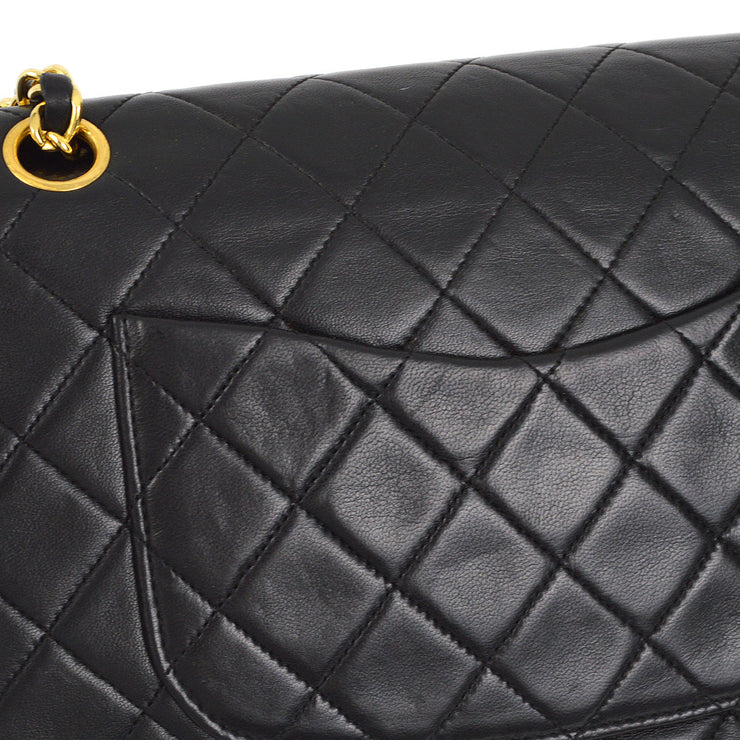 Chanel Black Lambskin Medium Classic Double Flap Shoulder Bag