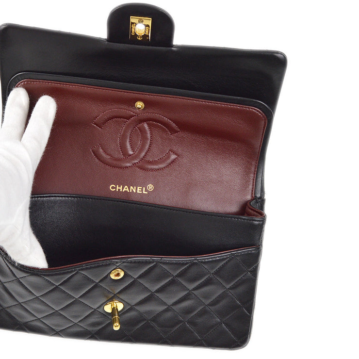 Chanel Black Lambskin Medium Classic Double Flap Shoulder Bag