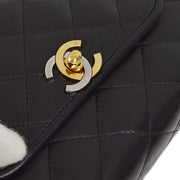 Chanel 1994-1996 Black Lambskin Paris Chain Shoulder Bag