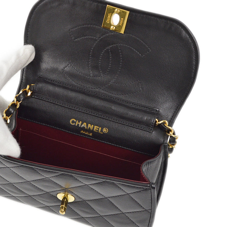 Chanel 1994-1996 Black Lambskin Paris Chain Shoulder Bag