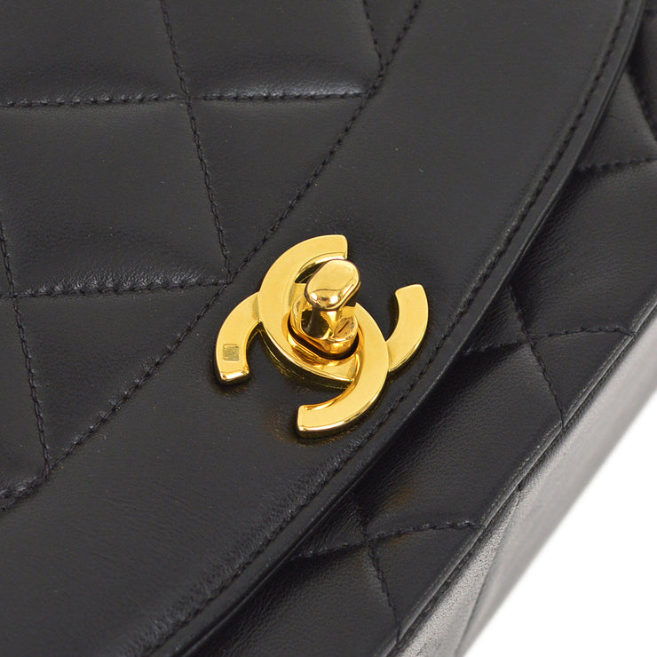 Chanel 1994-1996 Black Lambskin Medium Diana Shoulder Bag