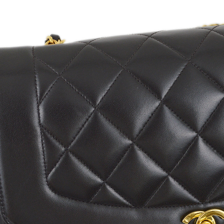 Chanel 1994-1996 Black Lambskin Medium Diana Shoulder Bag