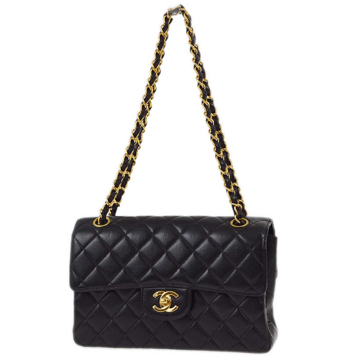 Chanel 1996-1997 Black Lambskin Double Sided Classic Flap Shoulder Bag