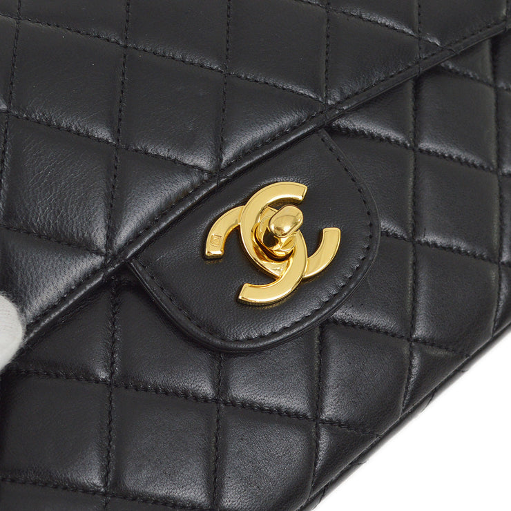 Chanel 1996-1997 Black Lambskin Double Sided Classic Flap Shoulder Bag