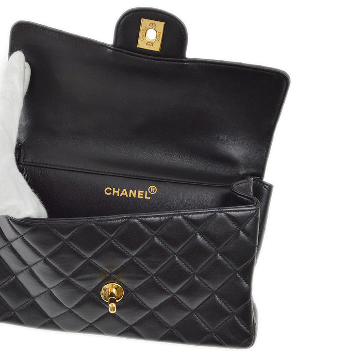 Chanel 1996-1997 Black Lambskin Double Sided Classic Flap Shoulder Bag