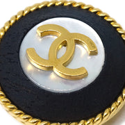 Chanel Black Button Shell Earrings Clip-On 96P