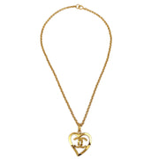 Chanel Heart Gold Chain Pendant Necklace 95P