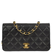 Chanel 2000-2002 Black Lambskin Turnlock Mini Full Flap Shoulder Bag