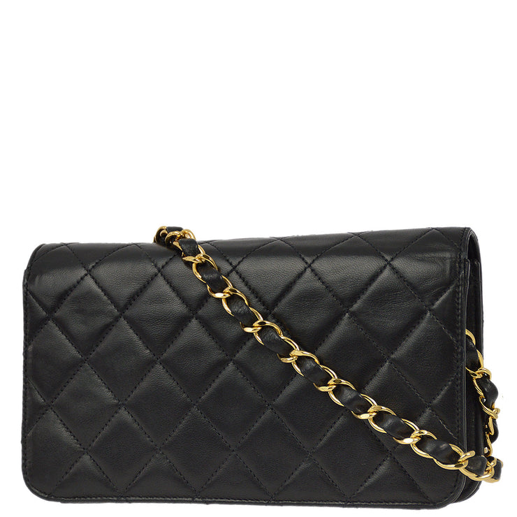 Chanel 2000-2002 Black Lambskin Turnlock Mini Full Flap Shoulder Bag