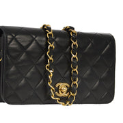 Chanel 2000-2002 Black Lambskin Turnlock Mini Full Flap Shoulder Bag