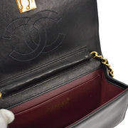 Chanel 2000-2002 Black Lambskin Turnlock Mini Full Flap Shoulder Bag