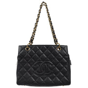 Chanel 2001-2003 Black Caviar Petite Timeless Tote PTT Chain Handbag