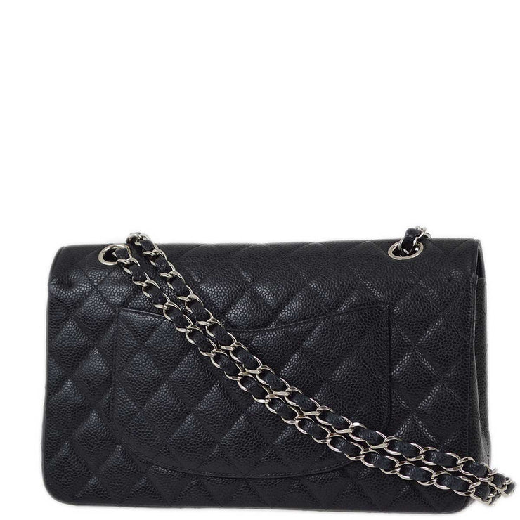 Chanel 2000-2001 Black Caviar Medium Classic Double Flap Shoulder Bag