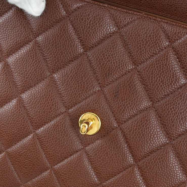 Chanel 2000-2002 Brown Caviar Kelly Handbag