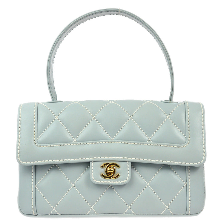 Chanel 2005-2006 Light Blue Calfskin Wild Stitch Handbag