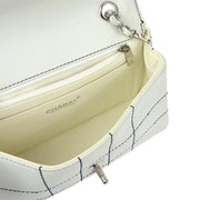 Chanel 2001-2003 White Lambskin Choco Bar Single Flap Shoulder Bag