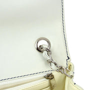 Chanel 2001-2003 White Lambskin Choco Bar Single Flap Shoulder Bag