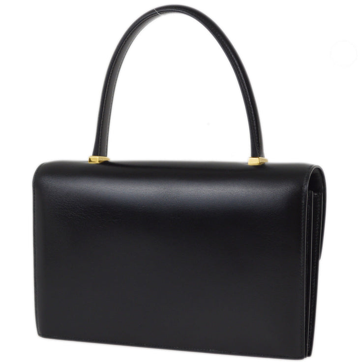 Hermes 1991 Black Box Calf Piano Handbag