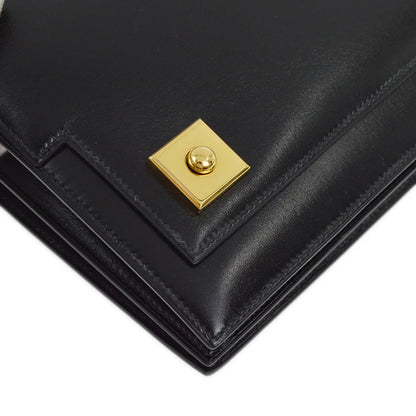 Hermes 1991 Black Box Calf Piano Handbag
