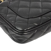 Chanel 2001-2003 Black Caviar Hobo Chain Handbag