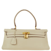 Hermes 2009 Beige Taurillon Clemence Shoulder Kelly Handbag