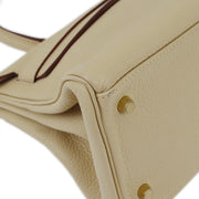 Hermes 2009 Beige Taurillon Clemence Shoulder Kelly Handbag