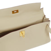 Hermes 2009 Beige Taurillon Clemence Shoulder Kelly Handbag